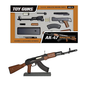 The Mini AK is 11" / 28cm in length. The Wood gran is plastic with all other parts being die cast metal.