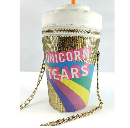 Drink Cup shape crossbody bag Fun Unicorn Tears 