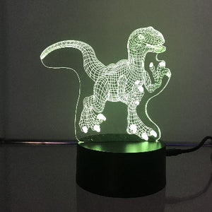 Raptor Dinosaur 3D night lights