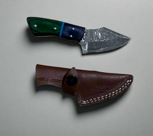 4 Inch Handmade Wood Handle Damascus Hunting Knife Loose Arrow
