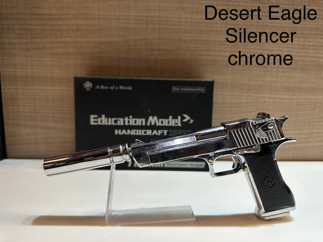 The Desert Eagle with silencer educational model is the perfect gift for any gun collector or person looking to educate themselves in gun safety and gun use. Small parts included, Safe for most ages. 