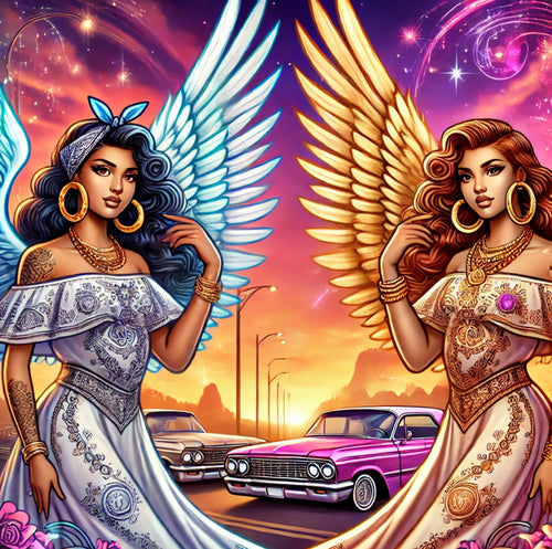 Angels with oldie car rug design