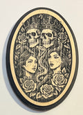 Chicano Skulls And Roses Wood Art