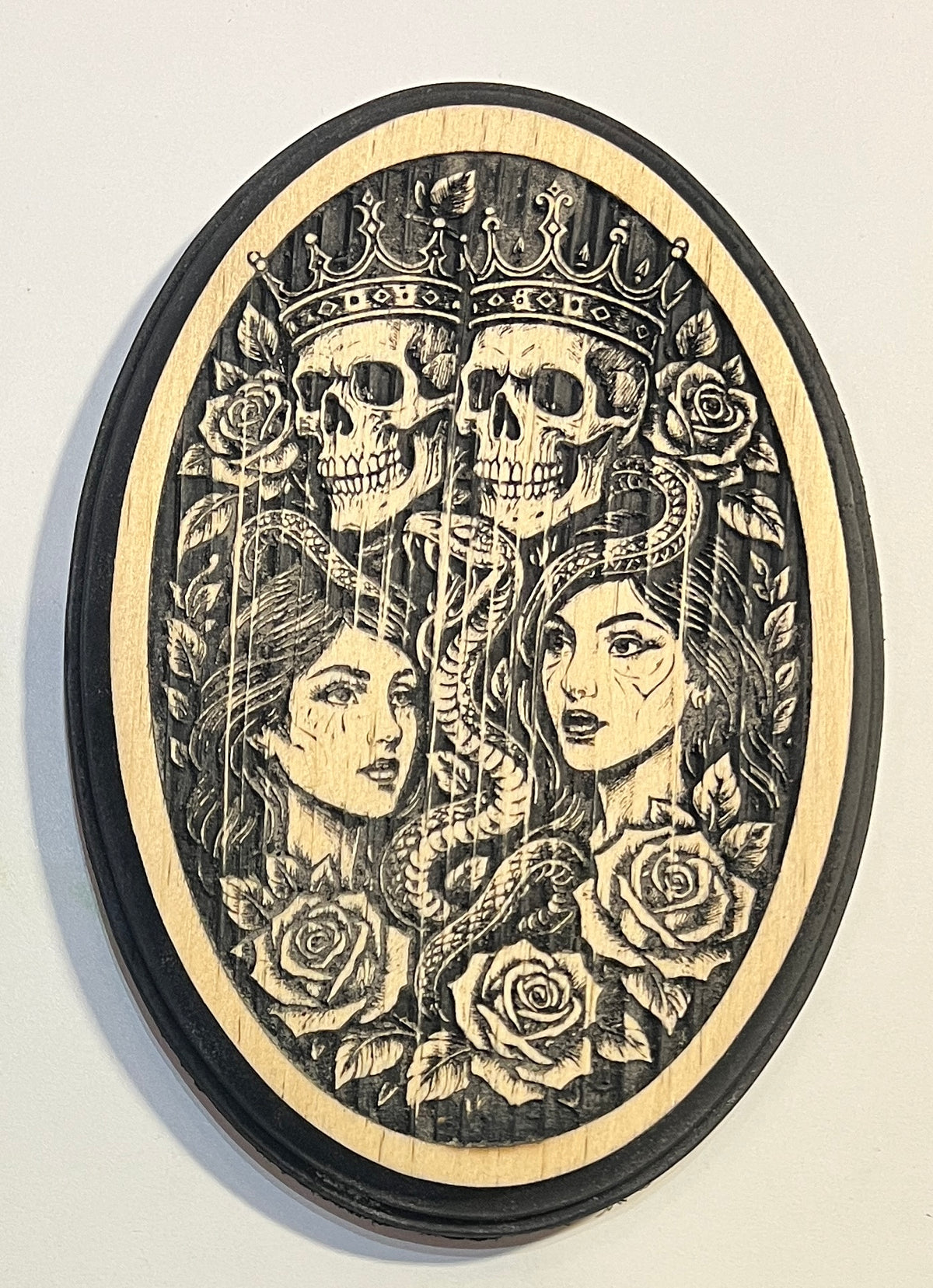 Chicano Skulls And Roses Wood Art