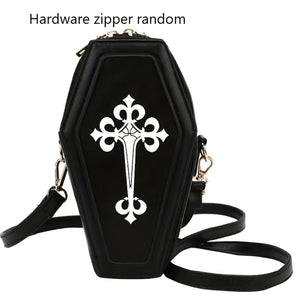 Gothic Crossbody Bag, Fashion Coffin Shaped Novelty Purse, Y2K Shoulder Bag For Halloween or Cosplay