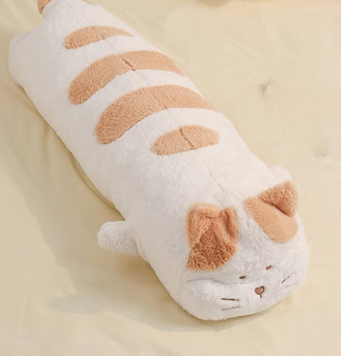 Fluffy white and brown cat body pillow Trendie Days 