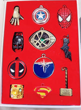 Load image into Gallery viewer, This Action Heroes Collectable Accesory Set includes high-quality collectables featuring superhero-inspired designs.
Pendant Size : Lenght 1.5 - 4.5 cm (Approx) Sizes differ as per each pendant / item.
Material : Made up of Metal Alloy 