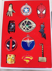 This Action Heroes Collectable Accesory Set includes high-quality collectables featuring superhero-inspired designs.
Pendant Size : Lenght 1.5 - 4.5 cm (Approx) Sizes differ as per each pendant / item.
Material : Made up of Metal Alloy 