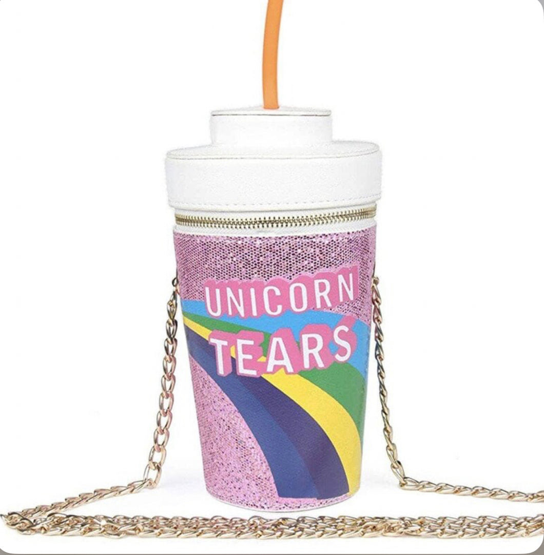 Drink Cup shape crossbody bag Fun Unicorn Tears Hot