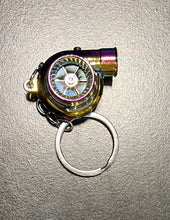 Load image into Gallery viewer, Oil slick rainbow rechargeable turbo keychain
