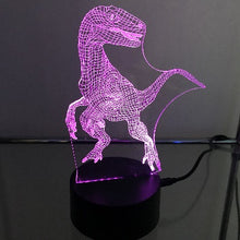 Load image into Gallery viewer, Raptor Dinosaur 3D night lights